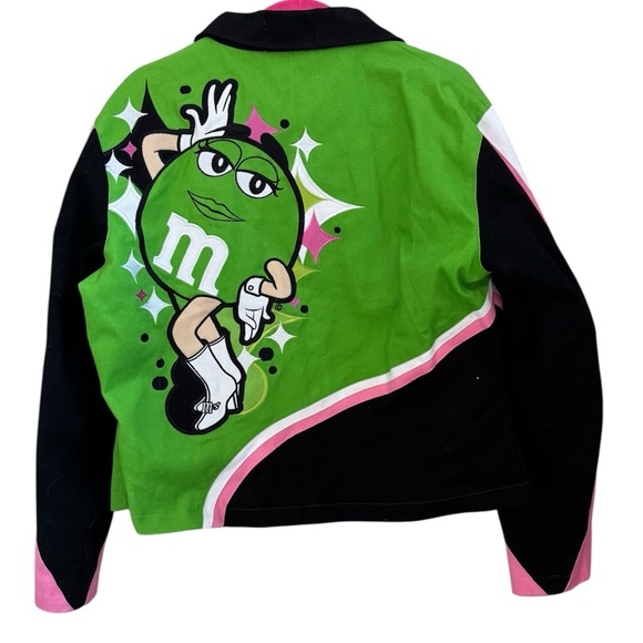 Vintage Y2K M&M’s “Don’t Beg” Racing Jacket in Green, Pink & Black Size 2XL - Picture 8 of 11